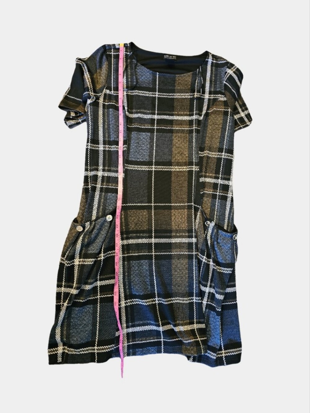 Kate And Lily Short Sleeve Plaid Shift Mini Dress Size 14 - Picture 9 of 10